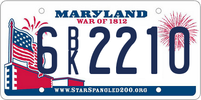 MD license plate 6BK2210