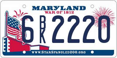 MD license plate 6BK2220