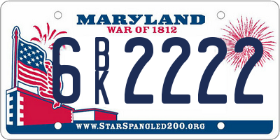 MD license plate 6BK2222