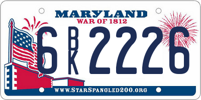 MD license plate 6BK2226