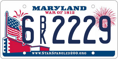 MD license plate 6BK2229