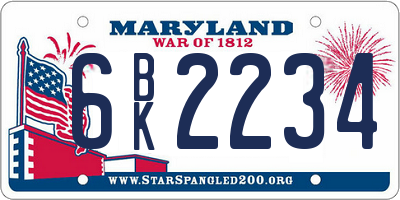 MD license plate 6BK2234