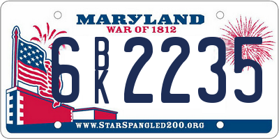 MD license plate 6BK2235
