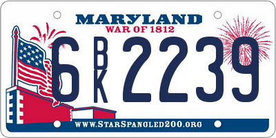 MD license plate 6BK2239
