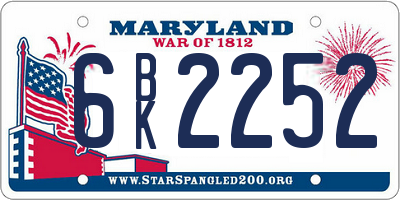 MD license plate 6BK2252