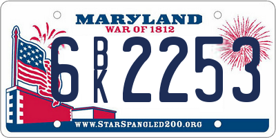 MD license plate 6BK2253