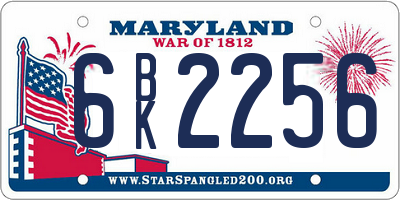 MD license plate 6BK2256