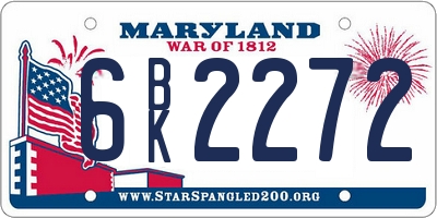 MD license plate 6BK2272