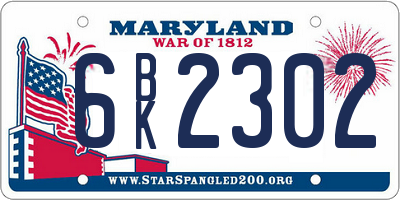 MD license plate 6BK2302