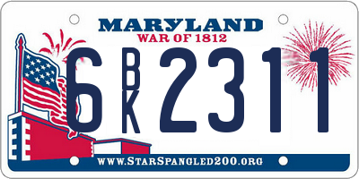 MD license plate 6BK2311