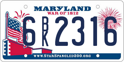 MD license plate 6BK2316