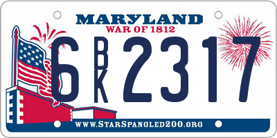MD license plate 6BK2317