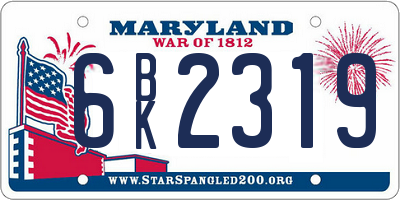 MD license plate 6BK2319