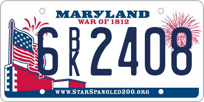 MD license plate 6BK2408