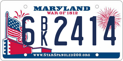 MD license plate 6BK2414