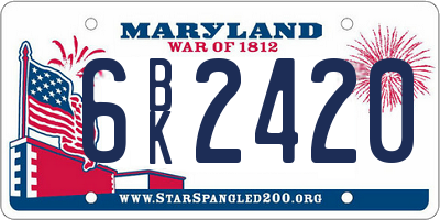 MD license plate 6BK2420