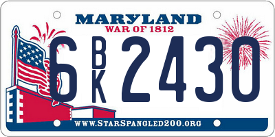 MD license plate 6BK2430