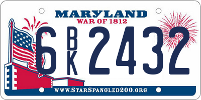 MD license plate 6BK2432