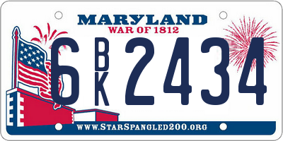 MD license plate 6BK2434