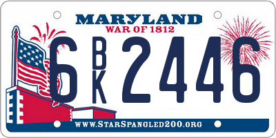 MD license plate 6BK2446