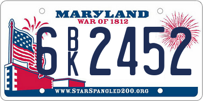 MD license plate 6BK2452
