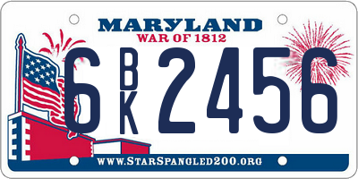 MD license plate 6BK2456