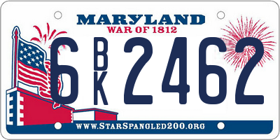 MD license plate 6BK2462