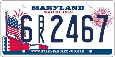 MD license plate 6BK2467