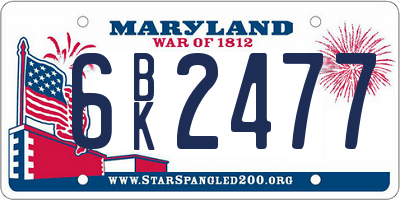 MD license plate 6BK2477