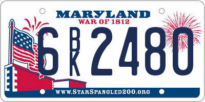 MD license plate 6BK2480