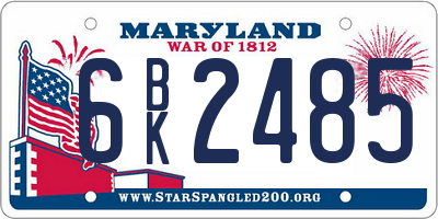 MD license plate 6BK2485
