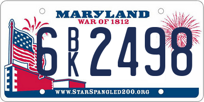 MD license plate 6BK2498