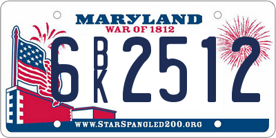MD license plate 6BK2512