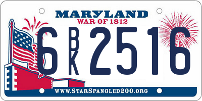 MD license plate 6BK2516