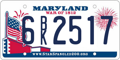 MD license plate 6BK2517