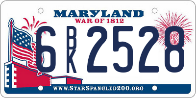 MD license plate 6BK2528