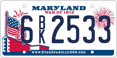 MD license plate 6BK2533