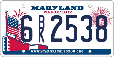 MD license plate 6BK2538