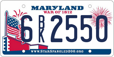 MD license plate 6BK2550