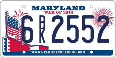 MD license plate 6BK2552