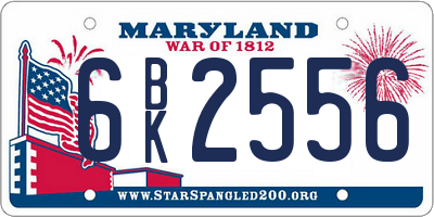 MD license plate 6BK2556
