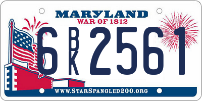 MD license plate 6BK2561