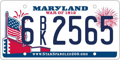 MD license plate 6BK2565