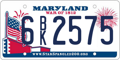 MD license plate 6BK2575