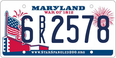 MD license plate 6BK2578