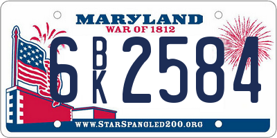 MD license plate 6BK2584
