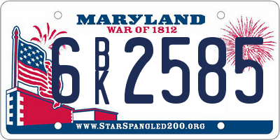 MD license plate 6BK2585