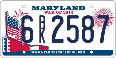 MD license plate 6BK2587