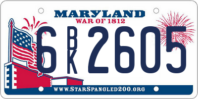 MD license plate 6BK2605
