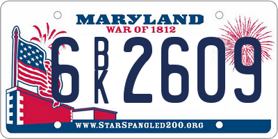 MD license plate 6BK2609